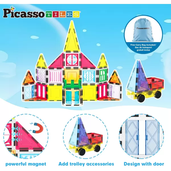 imagePicassoTiles Large Stabilizer Building Block Base Jumbo XL Plate Foundation Kit Magnetic Building Blocks Magnet Tiles Stacking STEM Toy Set101pc with Carry Case
