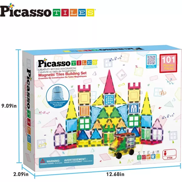 imagePicassoTiles Large Stabilizer Building Block Base Jumbo XL Plate Foundation Kit Magnetic Building Blocks Magnet Tiles Stacking STEM Toy Set101pc with Carry Case