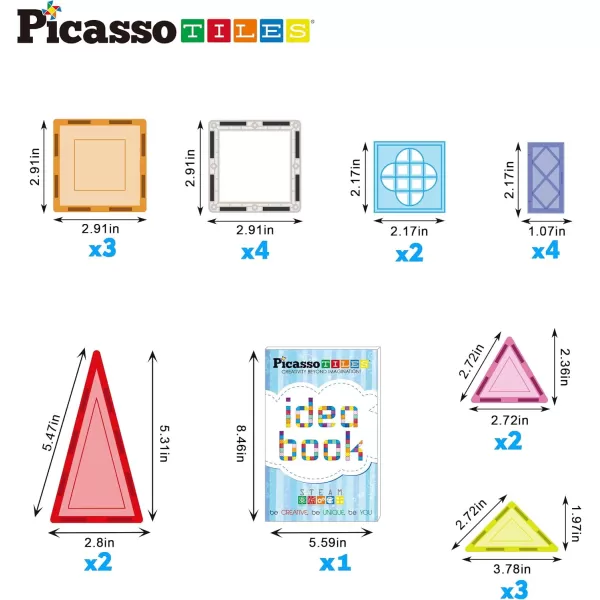 imagePicassoTiles Large Stabilizer Building Block Base Jumbo XL Plate Foundation Kit Magnetic Building Blocks Magnet Tiles Stacking STEM Toy Set21 pcswith IdeaBook