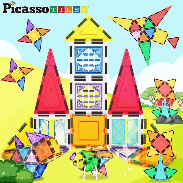 imagePicassoTiles Large Stabilizer Building Block Base Jumbo XL Plate Foundation Kit Magnetic Building Blocks Magnet Tiles Stacking STEM Toy Set21 pcswith IdeaBook