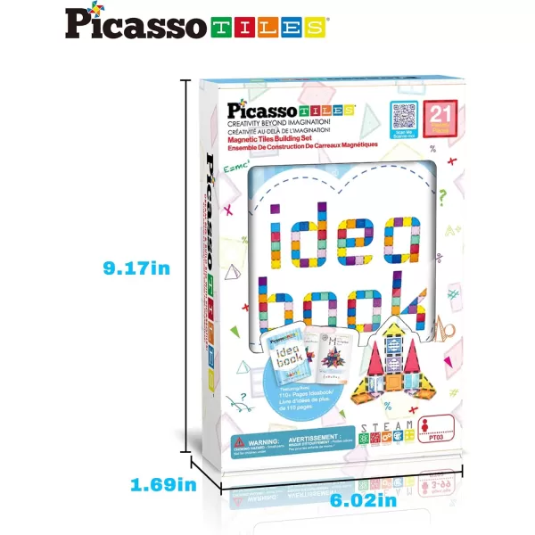 imagePicassoTiles Large Stabilizer Building Block Base Jumbo XL Plate Foundation Kit Magnetic Building Blocks Magnet Tiles Stacking STEM Toy Set21 pcswith IdeaBook