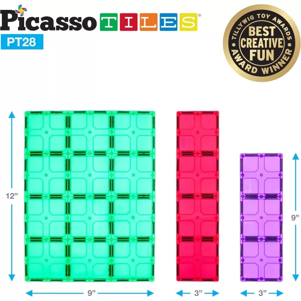 imagePicassoTiles Large Stabilizer Building Block Base Jumbo XL Plate Foundation Kit Magnetic Building Blocks Magnet Tiles Stacking STEM Toy Set28 pcs XL Plate