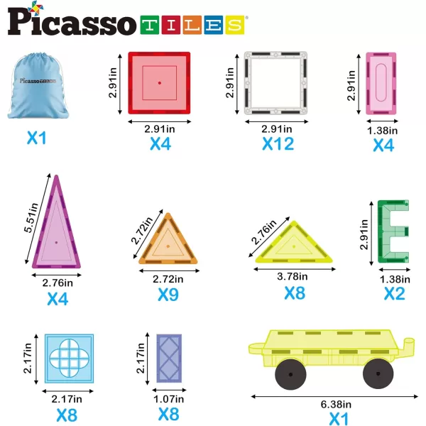 imagePicassoTiles Large Stabilizer Building Block Base Jumbo XL Plate Foundation Kit Magnetic Building Blocks Magnet Tiles Stacking STEM Toy Set61pc with Carry Case