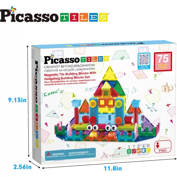 imagePicassoTiles Large Stabilizer Building Block Base Jumbo XL Plate Foundation Kit Magnetic Building Blocks Magnet Tiles Stacking STEM Toy Set75 pcs 2in1