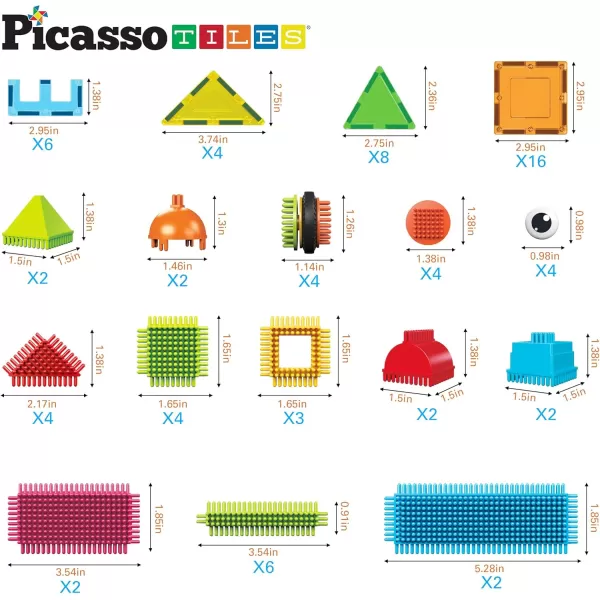 imagePicassoTiles Large Stabilizer Building Block Base Jumbo XL Plate Foundation Kit Magnetic Building Blocks Magnet Tiles Stacking STEM Toy Set75 pcs 2in1