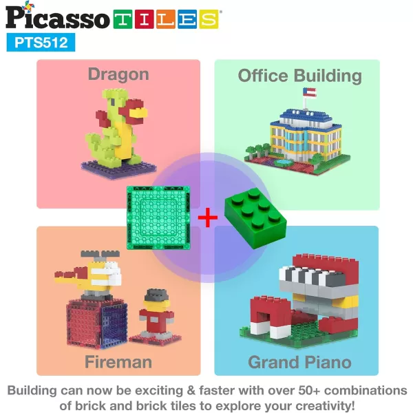 imagePicassoTiles Magnet Tile Building Brick Blocks Military Combat Force Theme Magnetic Tiles Construction Block Playset 4 Character Action Figures with Weapons Interlocking Bricks STEM Toy Ages 3 PTL18512pc