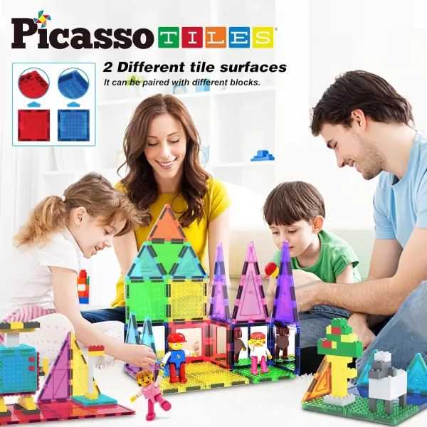 imagePicassoTiles Magnet Tile Building Brick Blocks Military Combat Force Theme Magnetic Tiles Construction Block Playset 4 Character Action Figures with Weapons Interlocking Bricks STEM Toy Ages 3 PTL1863pc