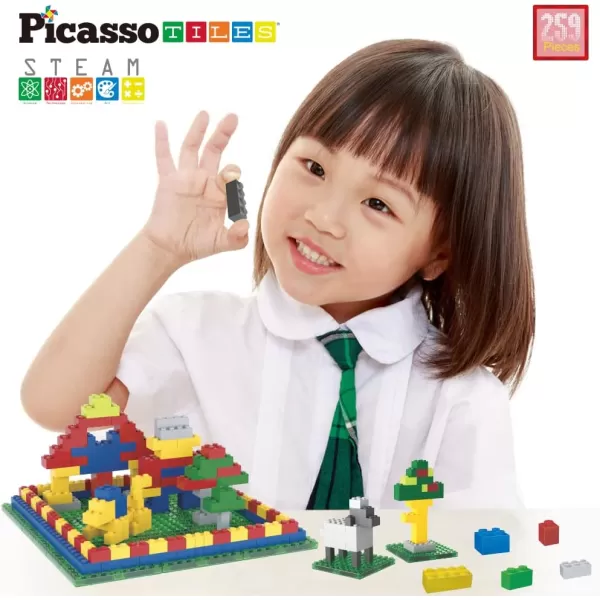 imagePicassoTiles Magnet Tile Building Brick Blocks Military Combat Force Theme Magnetic Tiles Construction Block Playset 4 Character Action Figures with Weapons Interlocking Bricks STEM Toy Ages 3 PTL18259pc