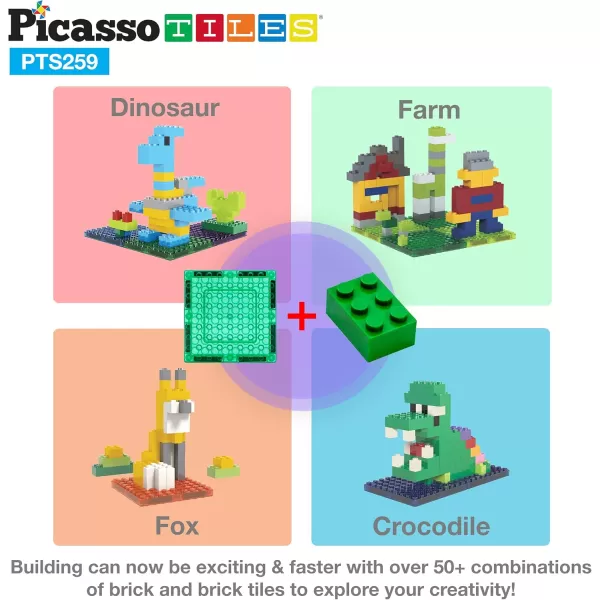 imagePicassoTiles Magnet Tile Building Brick Blocks Military Combat Force Theme Magnetic Tiles Construction Block Playset 4 Character Action Figures with Weapons Interlocking Bricks STEM Toy Ages 3 PTL18259pc