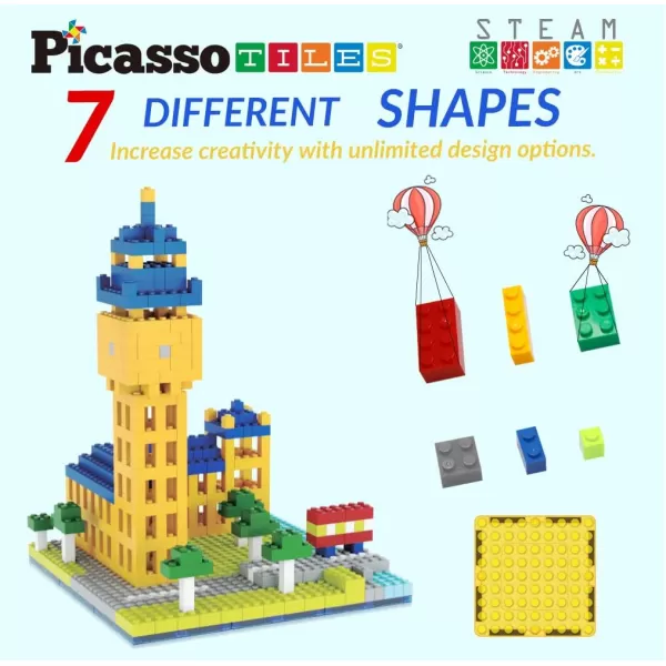 imagePicassoTiles Magnet Tile Building Brick Blocks Military Combat Force Theme Magnetic Tiles Construction Block Playset 4 Character Action Figures with Weapons Interlocking Bricks STEM Toy Ages 3 PTL18512pc
