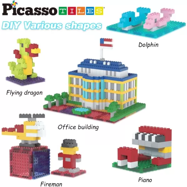 imagePicassoTiles Magnet Tile Building Brick Blocks Military Combat Force Theme Magnetic Tiles Construction Block Playset 4 Character Action Figures with Weapons Interlocking Bricks STEM Toy Ages 3 PTL18512pc