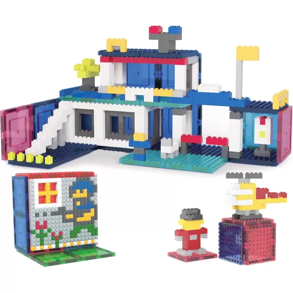 imagePicassoTiles Magnet Tile Building Brick Blocks Military Combat Force Theme Magnetic Tiles Construction Block Playset 4 Character Action Figures with Weapons Interlocking Bricks STEM Toy Ages 3 PTL18512pc