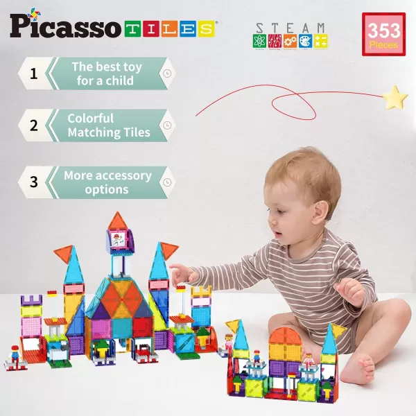 imagePicassoTiles Magnet Tile Building Brick Blocks Military Combat Force Theme Magnetic Tiles Construction Block Playset 4 Character Action Figures with Weapons Interlocking Bricks STEM Toy Ages 3 PTL18353pc