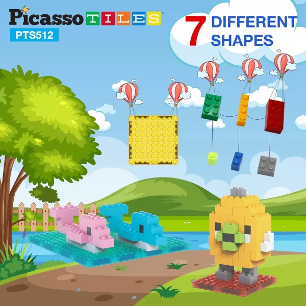 imagePicassoTiles Magnet Tile Building Brick Blocks Military Combat Force Theme Magnetic Tiles Construction Block Playset 4 Character Action Figures with Weapons Interlocking Bricks STEM Toy Ages 3 PTL18512pc