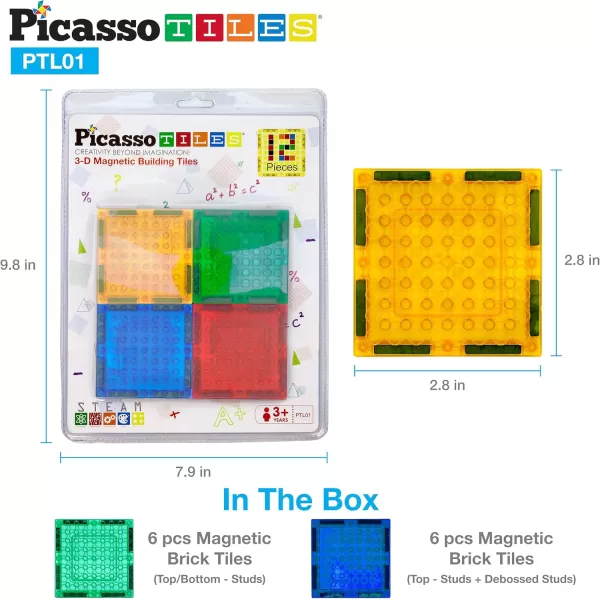 imagePicassoTiles Magnet Tile Building Brick Blocks Military Combat Force Theme Magnetic Tiles Construction Block Playset 4 Character Action Figures with Weapons Interlocking Bricks STEM Toy Ages 3 PTL1812pc addon1