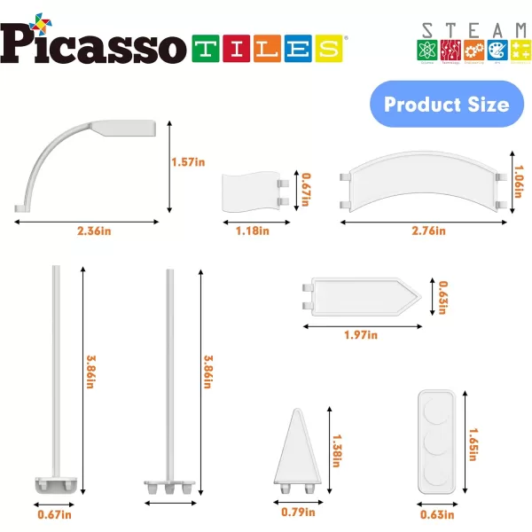 imagePicassoTiles Magnet Tile Car Track Adventure Theme Printed Street Road Runway Speedway Highway Magnetic Building Tiles Block Construction Pretend Play Playset STEM Education Learning Kit Kids 3 PTE16Traffic Sign