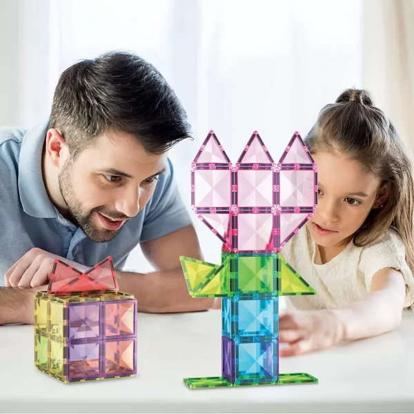 imagePicassoTiles Magnetic Building Block Set Equilateral Triangle Magnet Tiles Construction Toy STEM Learning Kit Educational Playboards Pretend Play Stacking Blocks Child Brain Development PTE0163Pc Diamond
