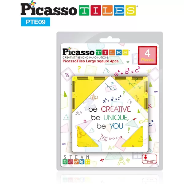 imagePicassoTiles Magnetic Building Block Set Equilateral Triangle Magnet Tiles Construction Toy STEM Learning Kit Educational Playboards Pretend Play Stacking Blocks Child Brain Development PTE014Pc Large Square