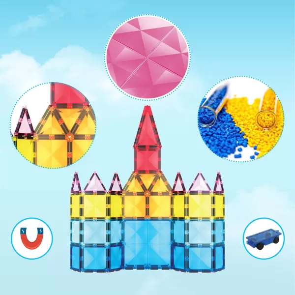 imagePicassoTiles Magnetic Building Block Set Equilateral Triangle Magnet Tiles Construction Toy STEM Learning Kit Educational Playboards Pretend Play Stacking Blocks Child Brain Development PTE0163Pc Diamond