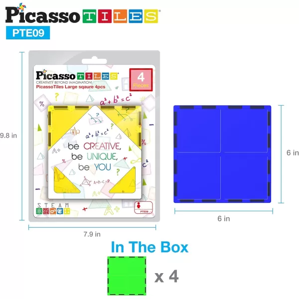 imagePicassoTiles Magnetic Building Block Set Equilateral Triangle Magnet Tiles Construction Toy STEM Learning Kit Educational Playboards Pretend Play Stacking Blocks Child Brain Development PTE014Pc Large Square