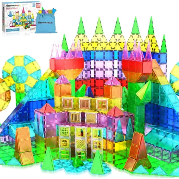 imagePicassoTiles Large Stabilizer Building Block Base Jumbo XL Plate Foundation Kit Magnetic Building Blocks Magnet Tiles Stacking STEM Toy Set101pc with Carry Case