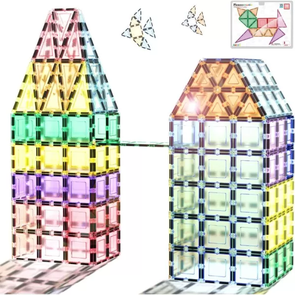 imagePicassoTiles Master Builder Magnetic Early Educational Toy Building Block Kit with 3 in 1 Playboard for KidBaby Ages 3 and Up STEM Construction with School Bus Hospital Police Station 300 PiecePB36