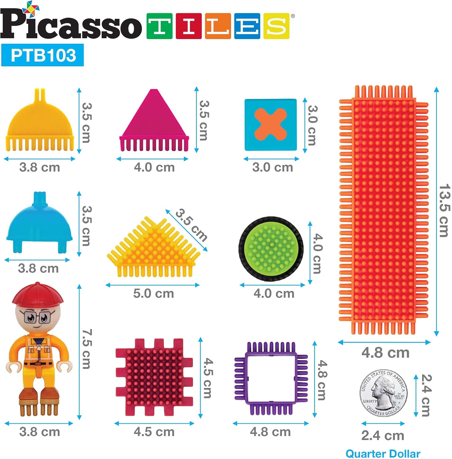 imagePicasso Toys PTB103 Alphabet ampamp Numerical Train 103pc Hedgehog Block Shape Blocks Building Tiles Set Construction Learning Toy Stacking Educational Block Creativity Beyond Imagination Inspirational