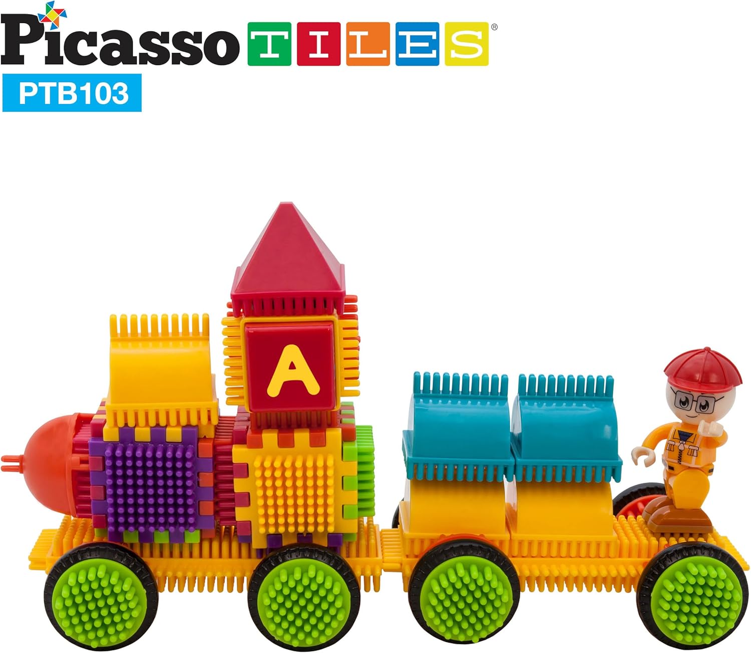 imagePicasso Toys PTB103 Alphabet ampamp Numerical Train 103pc Hedgehog Block Shape Blocks Building Tiles Set Construction Learning Toy Stacking Educational Block Creativity Beyond Imagination Inspirational
