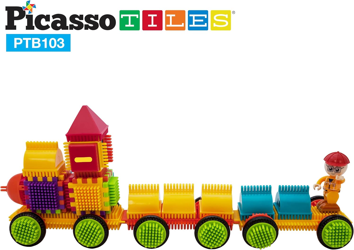imagePicasso Toys PTB103 Alphabet ampamp Numerical Train 103pc Hedgehog Block Shape Blocks Building Tiles Set Construction Learning Toy Stacking Educational Block Creativity Beyond Imagination Inspirational