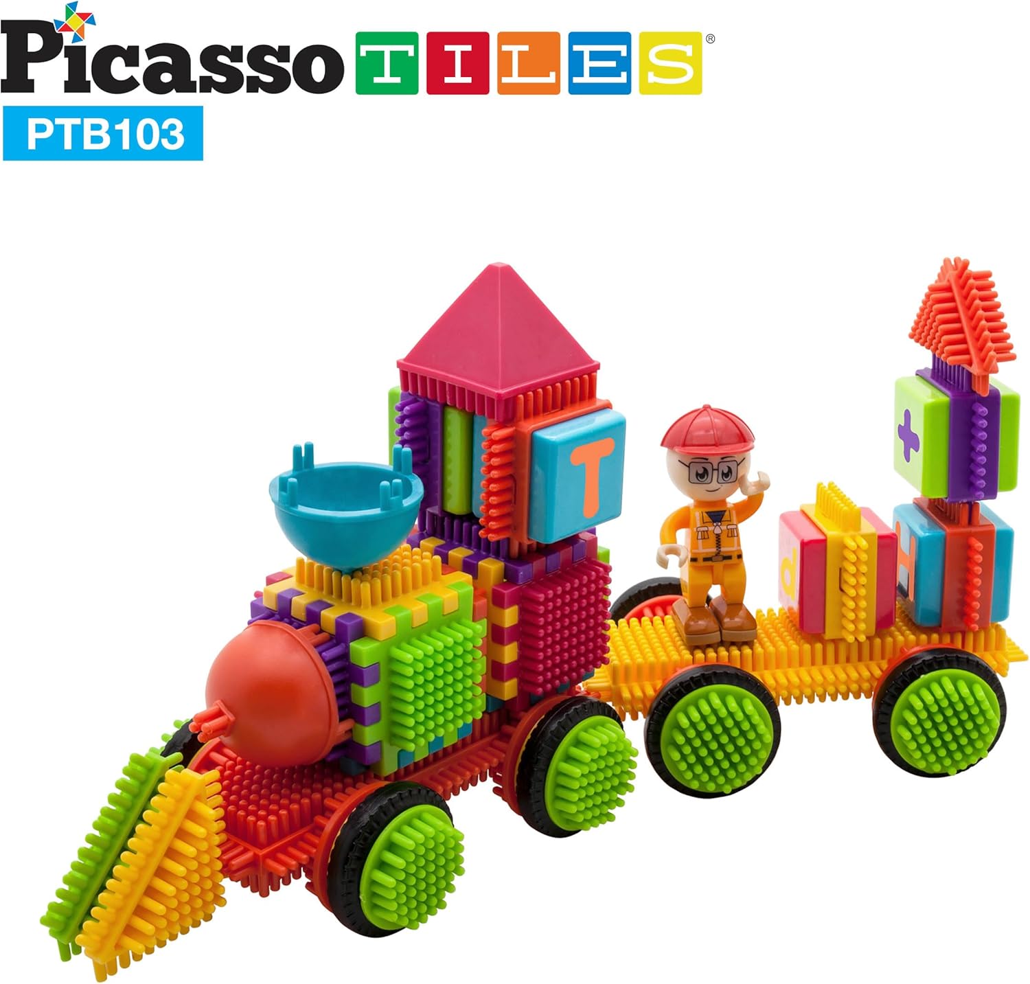 imagePicasso Toys PTB103 Alphabet ampamp Numerical Train 103pc Hedgehog Block Shape Blocks Building Tiles Set Construction Learning Toy Stacking Educational Block Creativity Beyond Imagination Inspirational