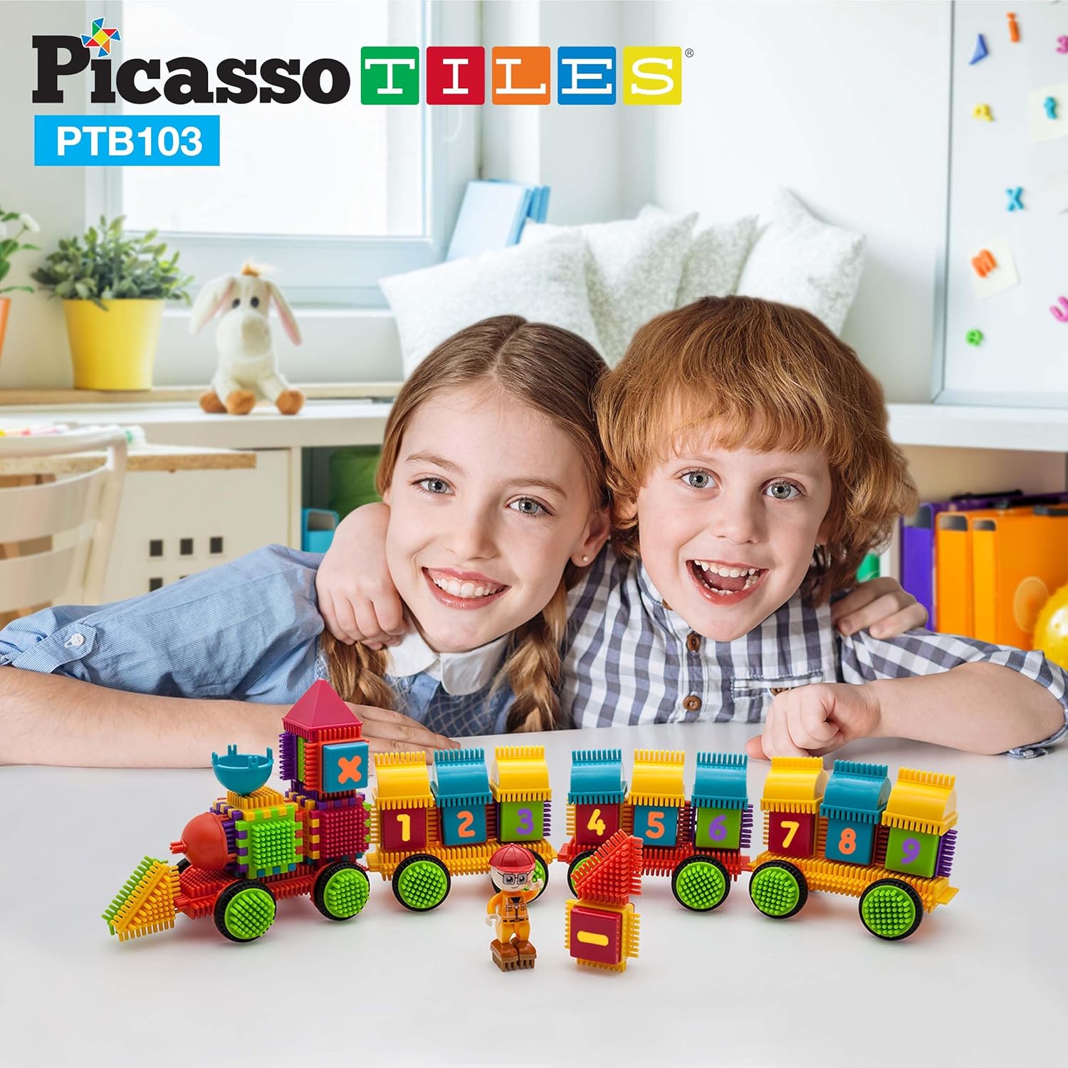 imagePicasso Toys PTB103 Alphabet ampamp Numerical Train 103pc Hedgehog Block Shape Blocks Building Tiles Set Construction Learning Toy Stacking Educational Block Creativity Beyond Imagination Inspirational