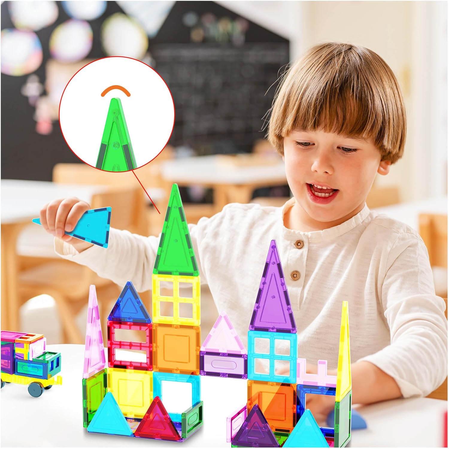 imagePicassoTiles 101pc Magnetic Tile Building Blocks with Car Base Drawstring Carry Toy Storage Bag Magnetized Block for Kids Magnet ToySet Educational STEM Learning Child Brain Development Ages 3 PC101101PC wCarBag