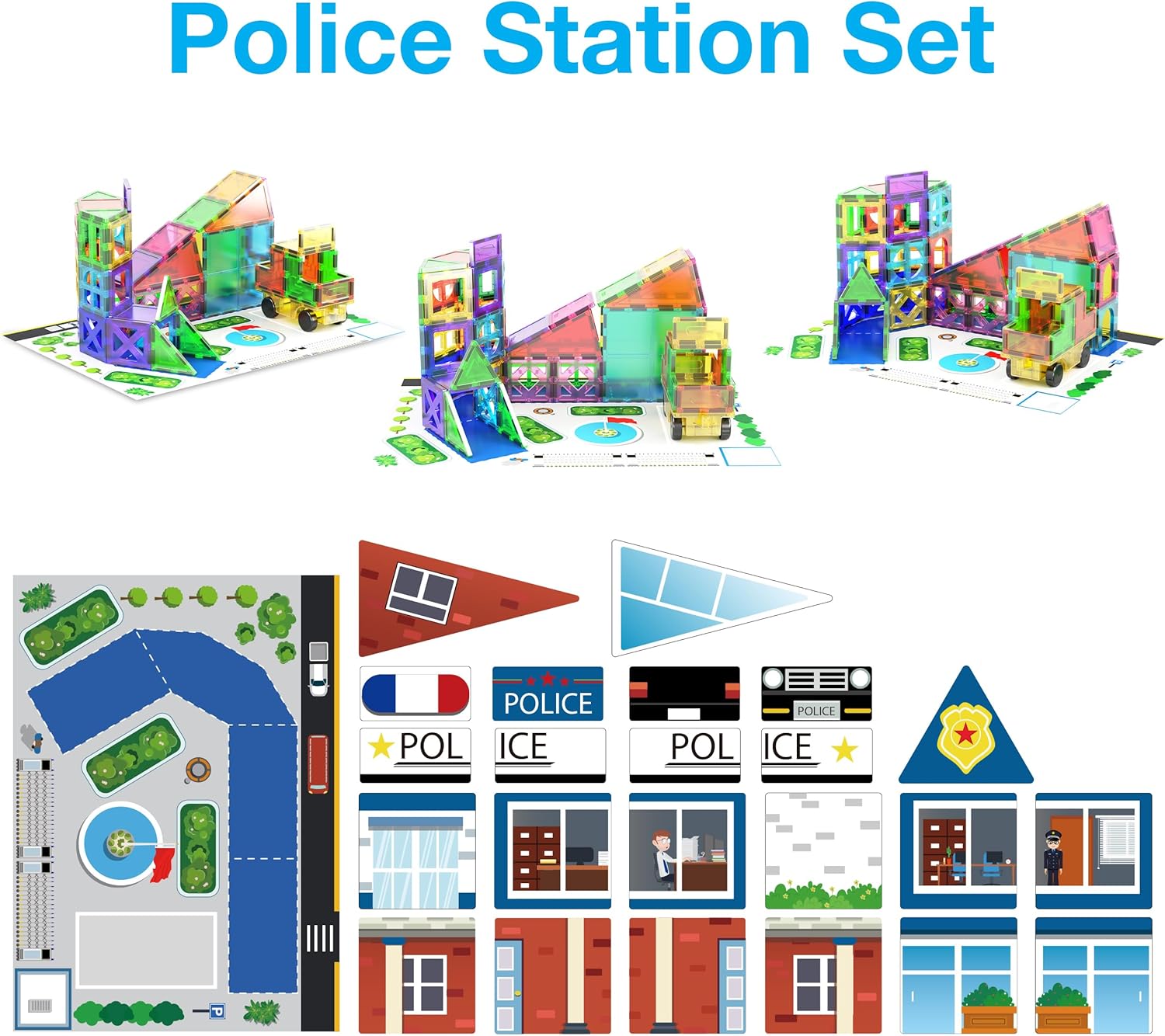 imagePicassoTiles 101pc Magnetic Tile Building Blocks with Car Base Drawstring Carry Toy Storage Bag Magnetized Block for Kids Magnet ToySet Educational STEM Learning Child Brain Development Ages 3 PC101150PC