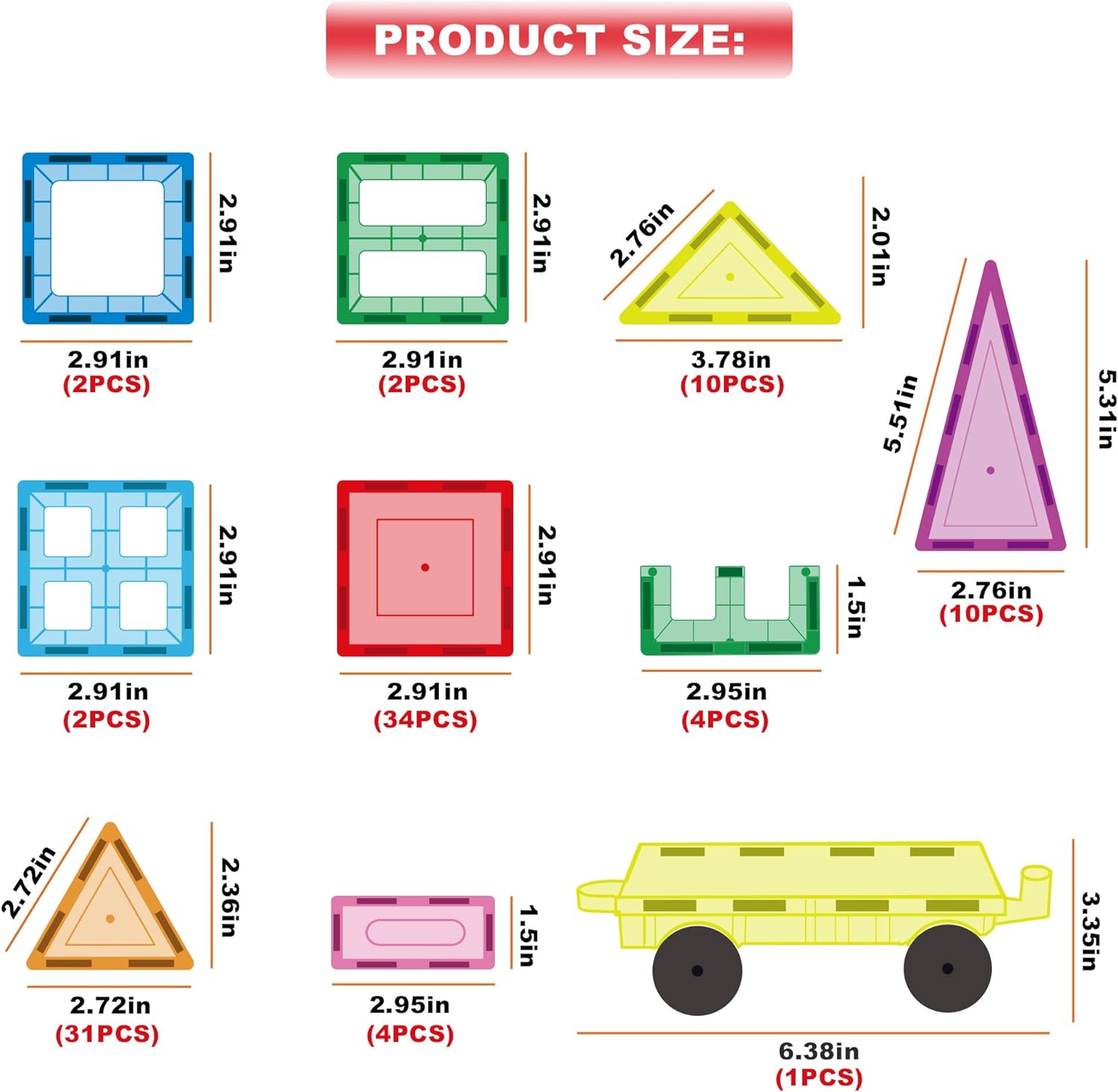 imagePicassoTiles 101pc Magnetic Tile Building Blocks with Car Base Drawstring Carry Toy Storage Bag Magnetized Block for Kids Magnet ToySet Educational STEM Learning Child Brain Development Ages 3 PC101101PC wCarBag