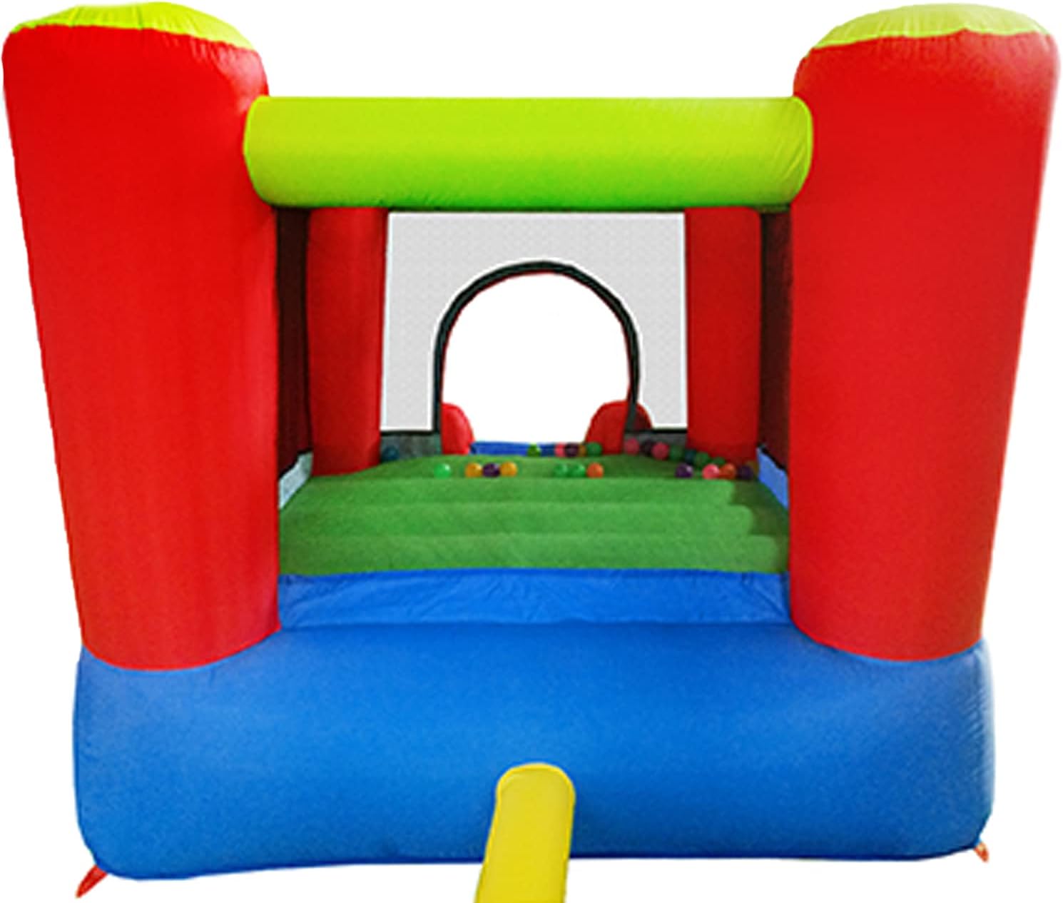 imagePicassoTiles KC106 8x7 Foot Junior Inflatable Bouncer Kid Park Jumping Bouncing House Jump Slide Playhouse w 50 Pit Balls 3 Sides Mesh Protection and HeavyDuty GFCI ETL Certified 385W Blower