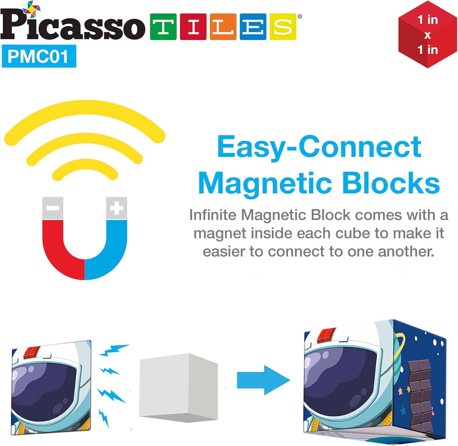 imagePicassoTiles Kids Magnetic Puzzle Cube 3D Unique Space Exploration Blocks 63pc Mix ampamp Match Cubes Sensory Toys STEAM Learning Building Block Children Construction Toy Set Stacking Magnet Creative Kit