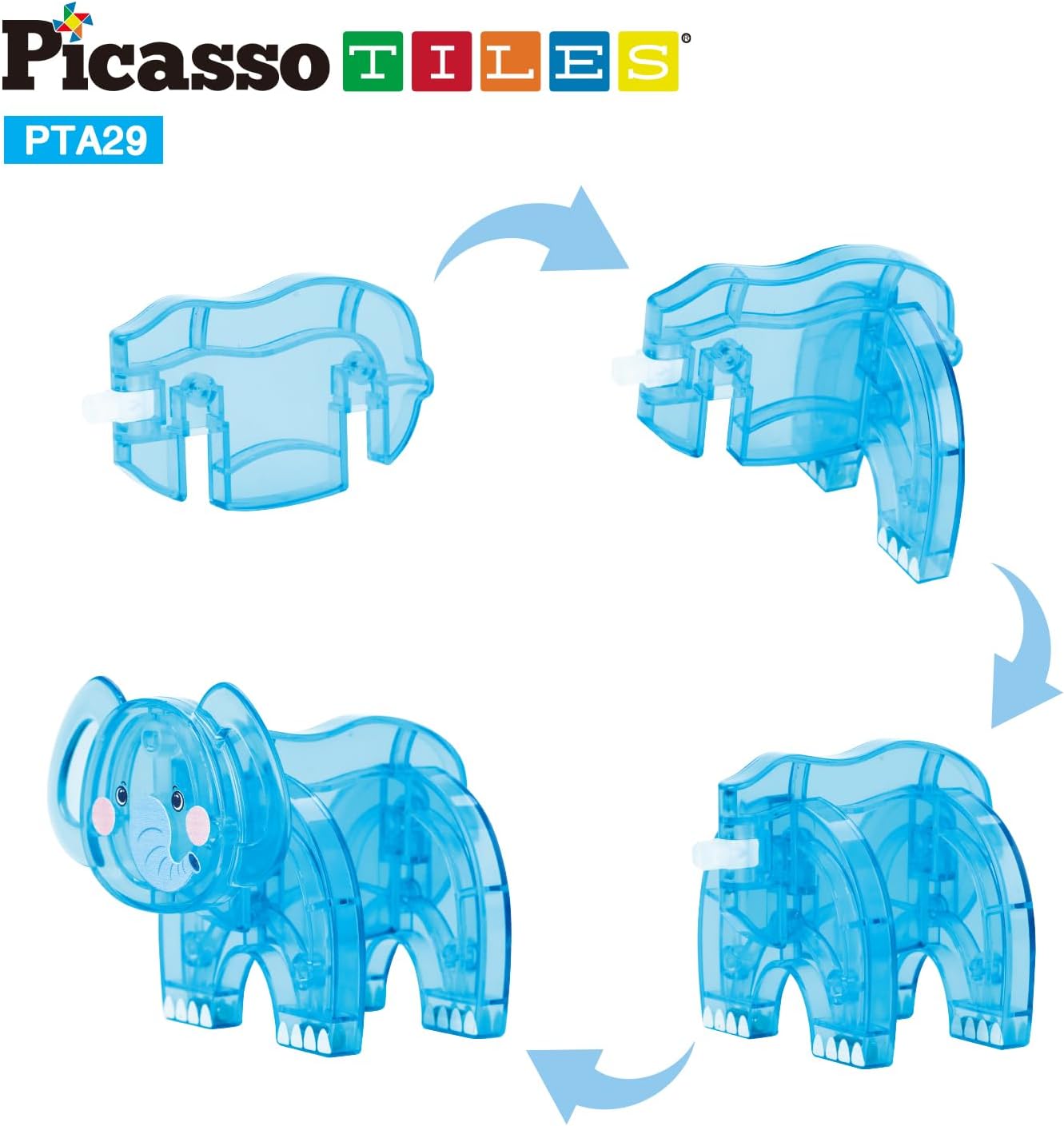 imagePicassoTiles Magnet Tile Animal Friends Action Figure Playset Mix or Match Figurine Wildlife Character Toy STEM Learning Construction Building Magnetic Tiles Educational Pretend Play Kit Ages 3 PTA29MixMatch4