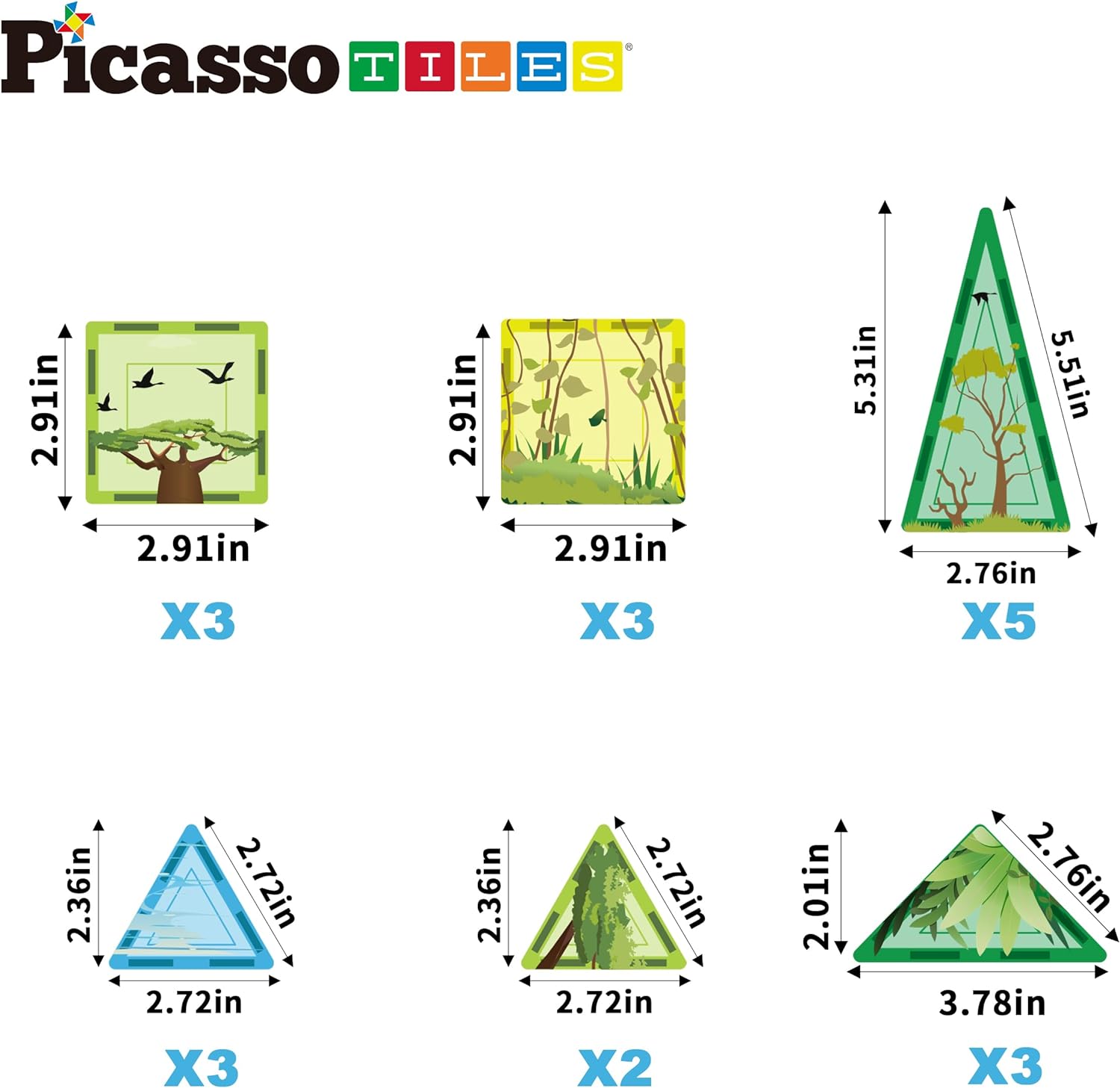 imagePicassoTiles Magnet Tile Building Blocks Safari Themed Playset with 8 Animal Character Action Figures Magnetic Tiles STEM Learning Imaginative Play Toy Construction Set Preschool Toddler Ages 3 PTQ22