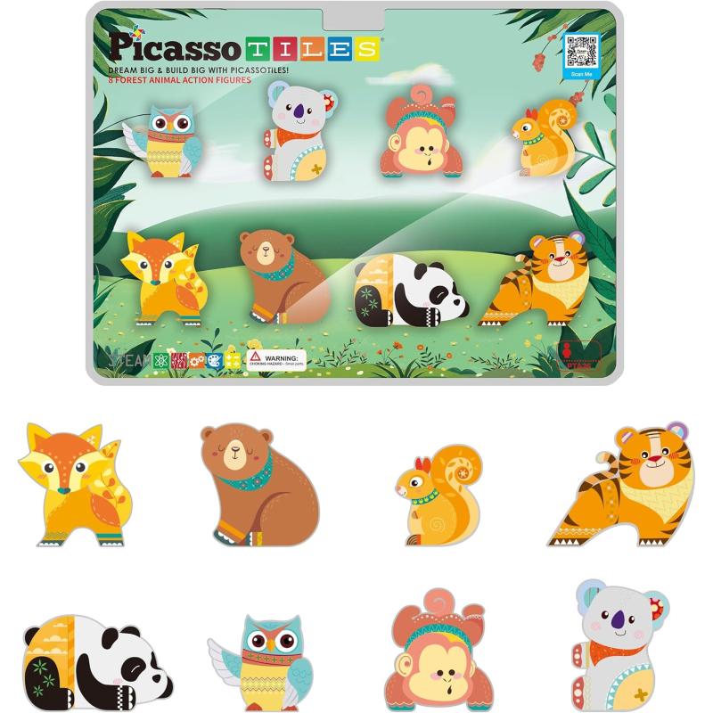 imagePicassoTiles Magnet Tile Animal Friends Action Figure Playset Mix or Match Figurine Wildlife Character Toy STEM Learning Construction Building Magnetic Tiles Educational Pretend Play Kit Ages 3 PTA29Forest