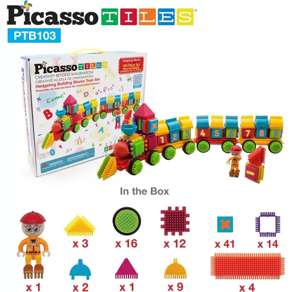 imagePicasso Toys PTB103 Alphabet ampamp Numerical Train 103pc Hedgehog Block Shape Blocks Building Tiles Set Construction Learning Toy Stacking Educational Block Creativity Beyond Imagination Inspirational