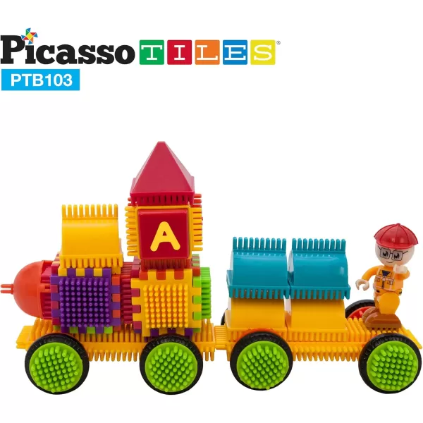 imagePicasso Toys PTB103 Alphabet ampamp Numerical Train 103pc Hedgehog Block Shape Blocks Building Tiles Set Construction Learning Toy Stacking Educational Block Creativity Beyond Imagination Inspirational