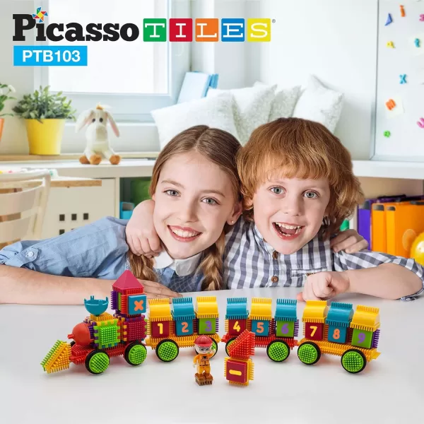 imagePicasso Toys PTB103 Alphabet ampamp Numerical Train 103pc Hedgehog Block Shape Blocks Building Tiles Set Construction Learning Toy Stacking Educational Block Creativity Beyond Imagination Inspirational