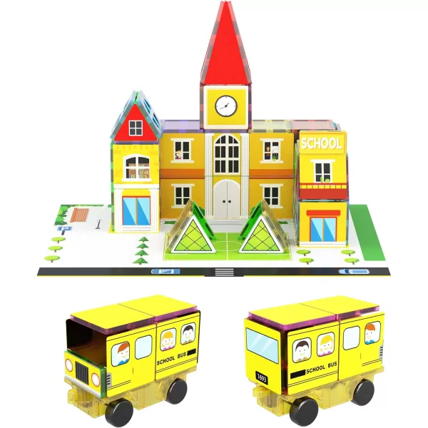 imagePicassoTiles 101pc Magnetic Tile Building Blocks with Car Base Drawstring Carry Toy Storage Bag Magnetized Block for Kids Magnet ToySet Educational STEM Learning Child Brain Development Ages 3 PC101150PC