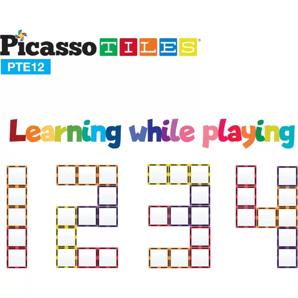 imagePicassoTiles 101pc Magnetic Tile Building Blocks with Car Base Drawstring Carry Toy Storage Bag Magnetized Block for Kids Magnet ToySet Educational STEM Learning Child Brain Development Ages 3 PC101Mirror 12PC