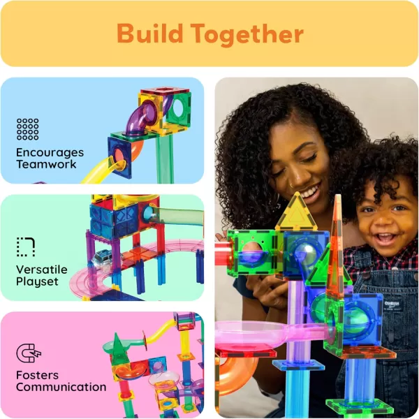 imagePicassoTiles 108pc 3in1 Marble Run Car Race Track Combo Magnetic Tiles PicassoToys Magnet Building Block Educational Construction Toy Playset STEM STEAM Learning Kit Child Brain Development PTG108