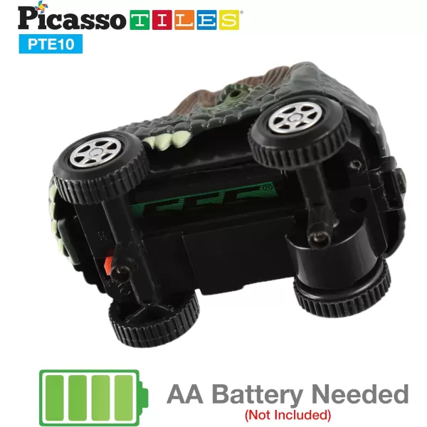 imagePicassoTiles 3 pcs Magnetic Toy Car Set Light Up LED Highly Detailed Compatible with Magnet Race Track STEM Truck Replacement Accessories Educational Building Kits for Toddlers Boys ampamp Girls Ages 3PTE10