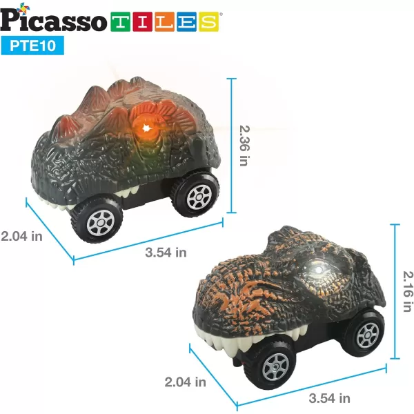 imagePicassoTiles 3 pcs Magnetic Toy Car Set Light Up LED Highly Detailed Compatible with Magnet Race Track STEM Truck Replacement Accessories Educational Building Kits for Toddlers Boys ampamp Girls Ages 3PTE10