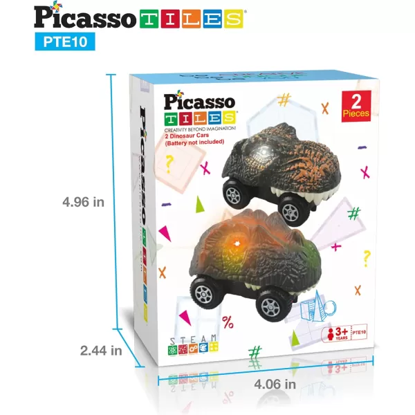 imagePicassoTiles 3 pcs Magnetic Toy Car Set Light Up LED Highly Detailed Compatible with Magnet Race Track STEM Truck Replacement Accessories Educational Building Kits for Toddlers Boys ampamp Girls Ages 3PTE10