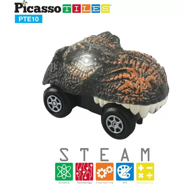 imagePicassoTiles 3 pcs Magnetic Toy Car Set Light Up LED Highly Detailed Compatible with Magnet Race Track STEM Truck Replacement Accessories Educational Building Kits for Toddlers Boys ampamp Girls Ages 3PTE10