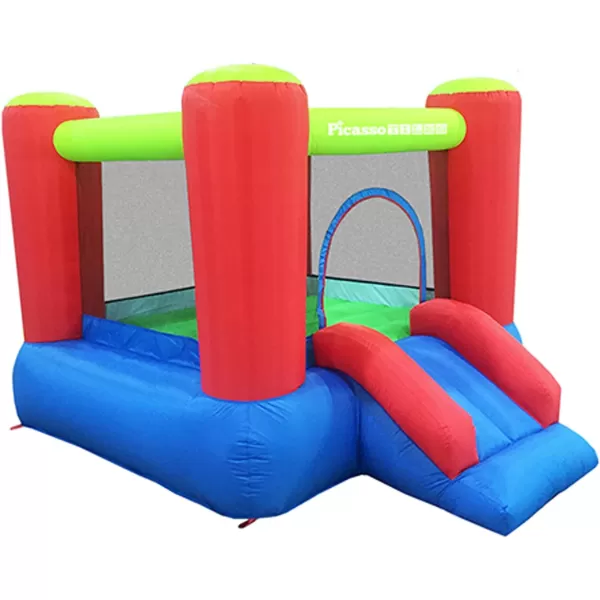 imagePicassoTiles KC106 8x7 Foot Junior Inflatable Bouncer Kid Park Jumping Bouncing House Jump Slide Playhouse w 50 Pit Balls 3 Sides Mesh Protection and HeavyDuty GFCI ETL Certified 385W Blower